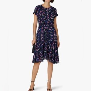 Jason Wu collective navy floral ruched blue dress - size 4